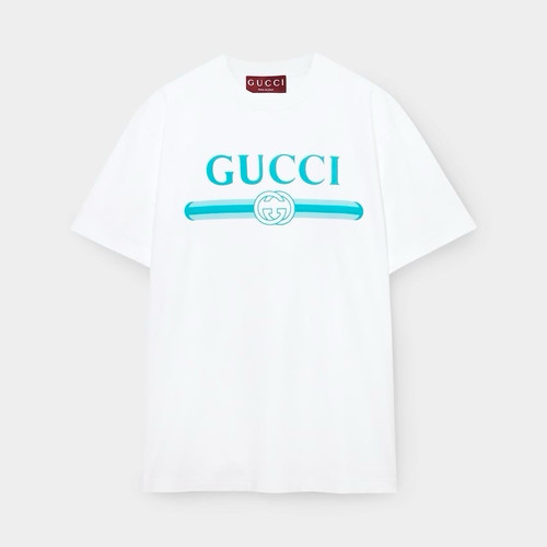 Gucci white blue logo cotton - gucci,