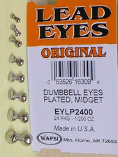 LEAD EYES Original Wapsi 24 Count 8 Sizes Silver & Black Dumbell Eyes Solid