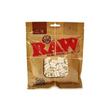 RAW Filters Tips 200 Natural Unrefined 100% COTTON RAW TIPS Resealable Bag