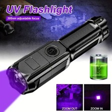 UV Ultraviolet Flashlight Torch Pocket Portable Zoomable USB Rechargeable UK