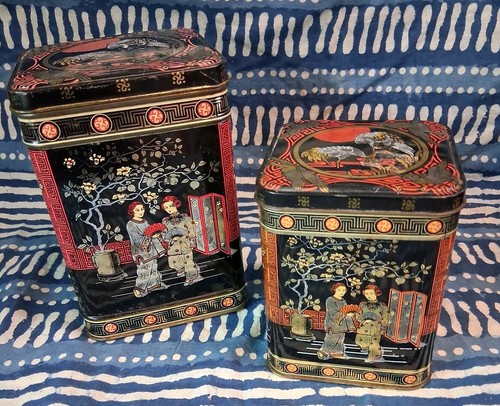 Vintage tin tea caddy - 2,