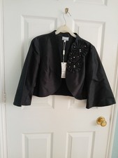 Michel Ambers Black 100% Silk Size 12 Evening Bolero Jacket