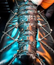 Genuine Leather Sleep Sack Body Bag with Heavy Duty Belts Straight Restraining