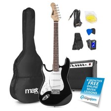 MAX GigKit Left Handed Electric Guitar with 40W Amplifier, Tuner and Bag - Black
