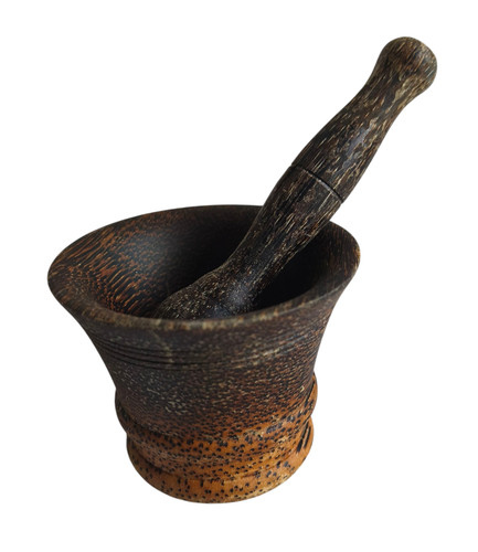 Small wooden mortar and pestle - small,