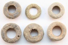 Group Of Vintage Old Tin Lead Spindle Whorl