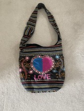 Love Hippy festival Shoulder Sling Bag Handbag 100% Cotton Handmade Vintage