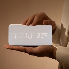 Alarm Clock LED Wooden Digital