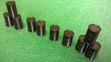 10 x Oil Drums OO Gauge Models Lineside Railway Scenery Black Industrial Barrels