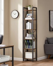 Tall Bookcase Shelf Storage Shelving 6 Tier Free Standing Open Wood Bookshelf