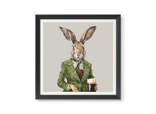 Bridget the Irish Hare with Guinness Wall Art Poster Print 12x12" Unframed