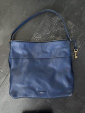 Fossil Blue Leather Bag With Matching Purse - Very Good Condition