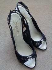 CHANEL BLACK LASER CUT PEEP