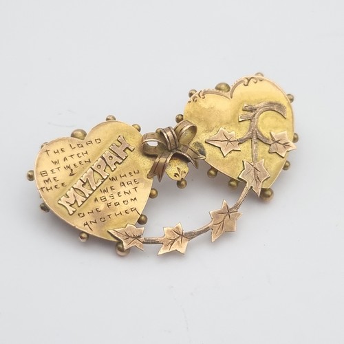 Gold fronted mizpah brooch - mizpah,