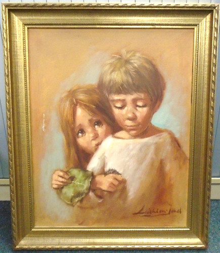 Framed oil painting boy - framed,