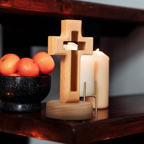 Wood standing cross ornament - standing,