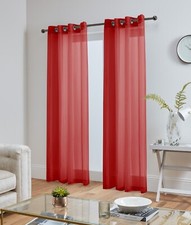 Pair (x2) Voile Eyelet Ring Top Curtains - Net Voile Curtain - Lucy Panel