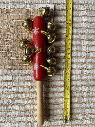 Wooden hanheld sleigh bells - wooden,