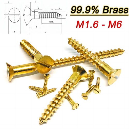 100x solid brass - brass, slotted