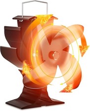 Stove Fan Log Burner 4 Blades Silent Operation High Temperature Free Standing