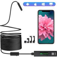 8mm Wifi Endoscope Borescope Inspection HD Snake Camera. IP68 iPhone Android. 5M