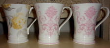 Laura Ashley THREE Tea Cups Mugs Pink Josette Hydrangea Fine Bone China