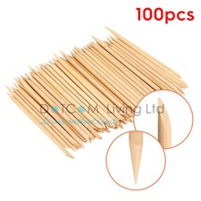 100Pcs Nail Art Orange Wood Sticks Cuticle Pusher Remover Pedicure Manicure Tool