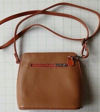 VERA PELLE CROSSBODY BAG GENUINE TAN LEATHER, ITALY, SMALL