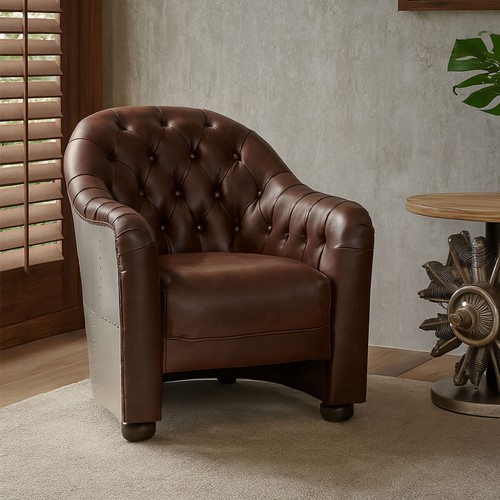 Victor brown leather tub chair - victor,