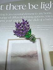 Rhinestone Purple Lavender Bouquet Brooch Vintage Inspired Jewellery Gift Plant 