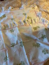Pair of Vintage Vantona Oxford Pillowcases, Floral with Ribbon Trim