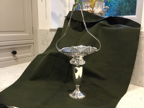 Sterling silver basket vase - sterling,
