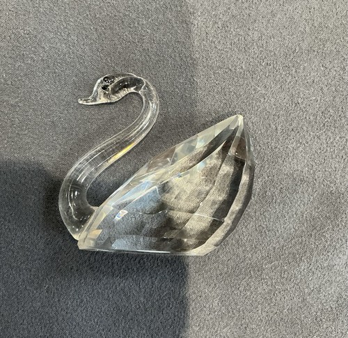 Crystal glass swan figurine - crystal,
