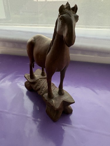Antique carved wooden horse - carved,