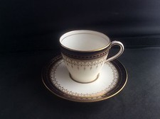 Antique 1909 Royal Doulton Blue & Gold Gilt Miniature Cabinet Cup & Saucer VGC 1