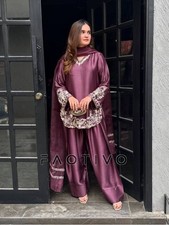 Crepe Silk Embroidered Farshi