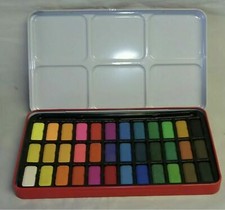 Major Brushes Artist Watercolour Paint Tin - 36 Blocks Red Metal Lid Z1005