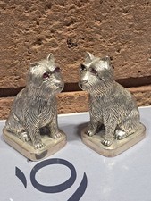 Vintage Pair Of 925 Silver Plated Dog Salt & pepper Cruet Set
