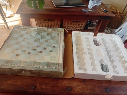Glass chess checkers set - glass, &