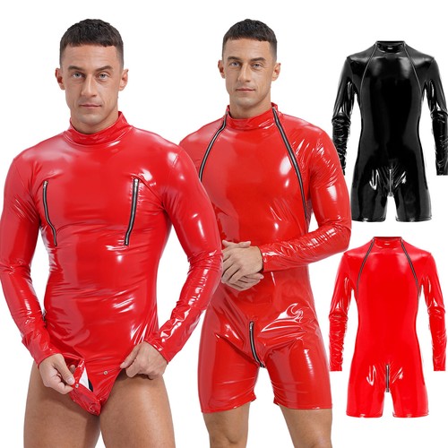 Mens faux leather wet look - mens,