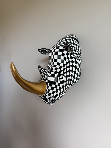 Checkerboard rhino head wall - rhino,