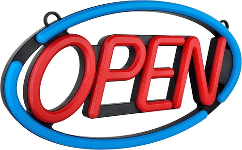 Flashing led open sign neon - open,