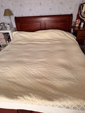 Crocheted Woollen Light Yellow Blanket. Double Bed. BNWT