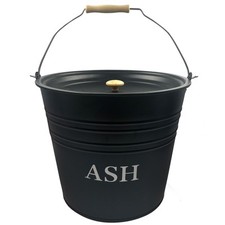 Metal Ash Bucket Lid Hot Fire Coal Fireplace Container Bin Fireside Wood Storage