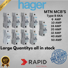 Hager MTN 6A 10A 16A 20A 25A 32A 40A 50A Amp 6kA Type B Single Pole MCB Breaker