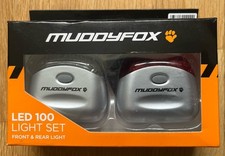 Muddy Fox Bike Light Set LED Bright Front Rear Silver Battery Powered Brand New