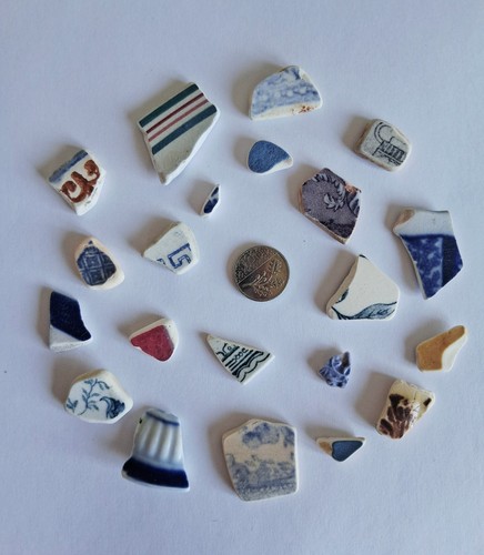 Sea pottery pieces mosaic - pottery,