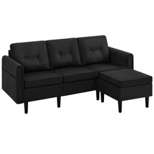 3 Seater Corner Sofa Versatile L-Shaped Fabric Sofa?with Detachable Ottoman