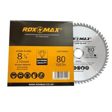 RDXMAX® TCT Circular Wood Blade 210mm x 80T fits Evolution Rage Saws 25.4mm Bore