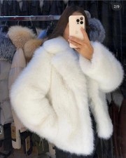 ZARA ZW COLLECTION WHITE FAUX FUR SHORT COAT LARGE LAPEL COLLAR TEDDY BEAR Siz M